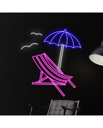 Summer Beach Chair Umbrella Led Neon Sign Beach Lover Neon Light