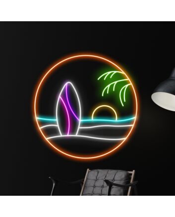Summer Beach Surfboard Led Neon Sign Chill On The Beach Led Sign Beach Lover Neon Light