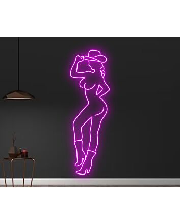 Texas Cowgirl Neon Led Sign Cowgirl Bar Hanging Led Neon Sign Light Bar Decor