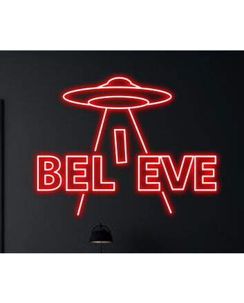 Ufo Believe Led Neon Sign Spaceman Decor
