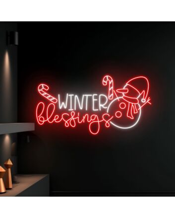 Winter Blessings Snowman Merry Christmas Neon Light Christmas Decor