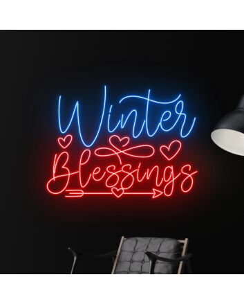 Winter Blessings Text Christmas Led Neon Sign Merry Christmas Neon Light Christmas Decor