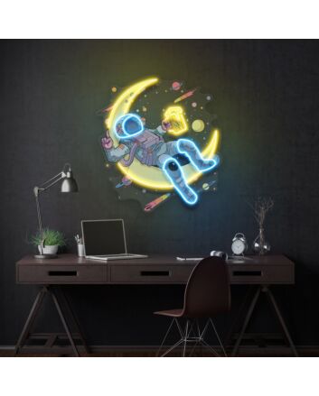 Astronauts Drinking Beer Light Space Uv Neon Light Bedroom Decor