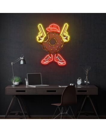 Donut Gun Led Uv Neon Sign Business Logo