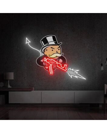 Monopoly Uncle Devil Uv Printed Neon Artwork Game Night Vibes