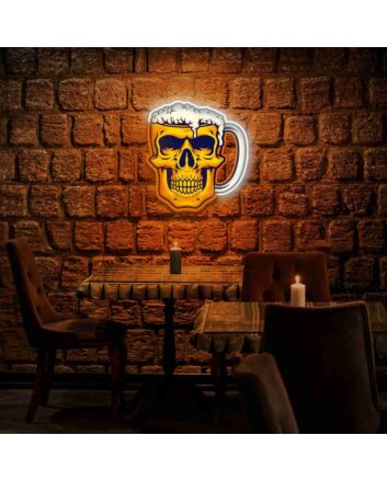Skull Beer Neon Art Uv Light Led Masterpiece