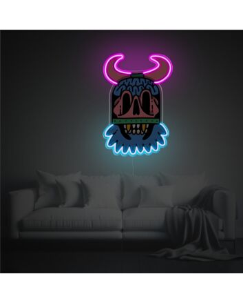 Vikings Head With Pink Corns LED Neon Acrylic Artwork