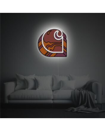 Wood Grain Style Carhartt Logo LED Neon Acrylic Artwork
