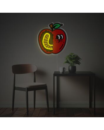 Worms Apple LED Neon Acrylic Artwork