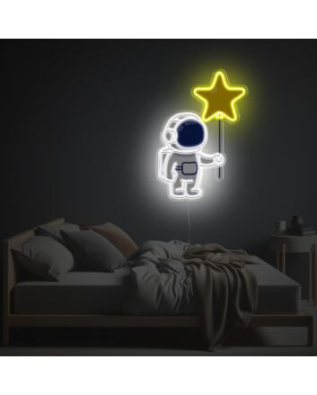 Astronaut Holding A Star Balloon LED Neon Acrylic Artwork