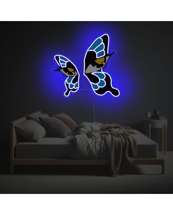 Blue Butterfly With Eyes LED Neon Acrylic Artwork