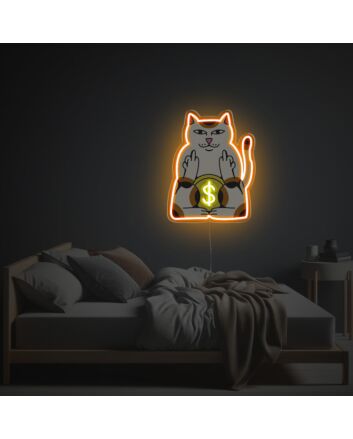 Civet Cat With Middle Fingers LED Neon Acrylic Artwork