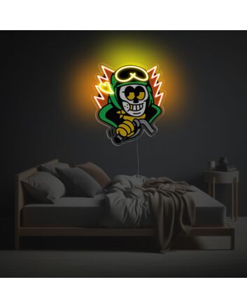 Cool Motorcycle Man LED Neon Acrylic Artwork