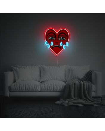 Crying Red Heart LED Neon Acrylic Artwork