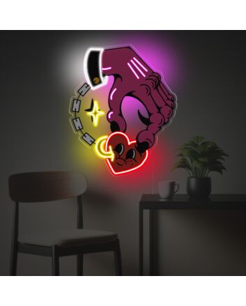 Evil Hand Holding Heart LED Neon Acrylic Artwork