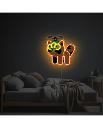 Flying Three Eyes Orange Cat LED Neon Acrylic Artwork