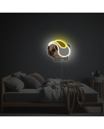French Bulldog Covered Fried Egg LED Neon Acrylic Artwork