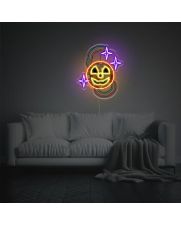 Halloween Pumpkin With Rainbow LED Neon Acrylic Artwork