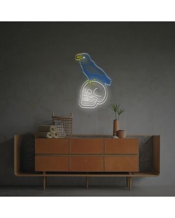 Crow Standing On The Skull LED Neon Sign