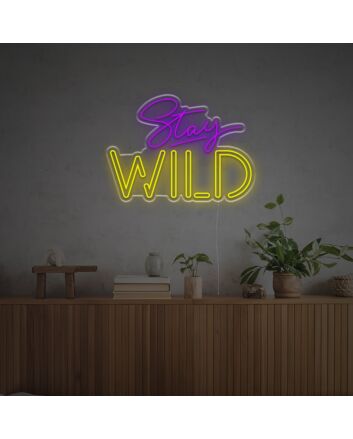 Purple And Yellow Stay Wild LED Neon Sign