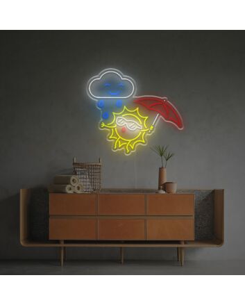 Sun With Rain Cloud LED Neon Sign