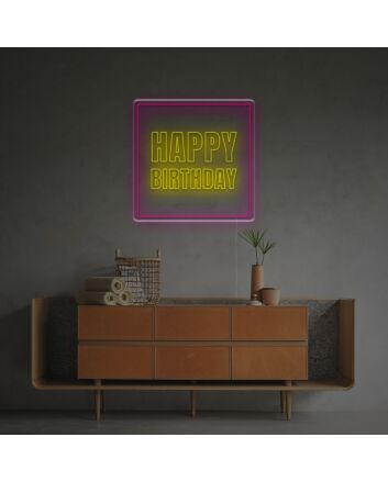Happy Birthday With Tangle LED Neon Sign