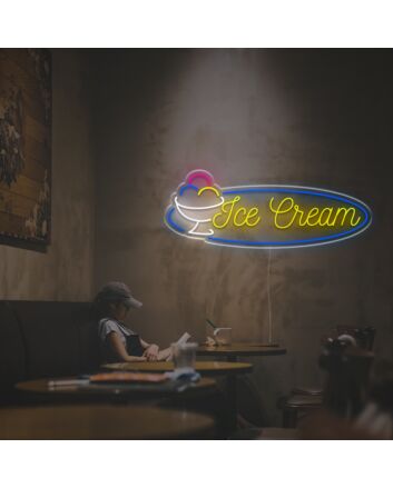 Ice Cream With Three Color Ice Cream Ball LED Neon Sign