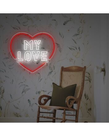 My Love With Red Heart LED Neon Sign