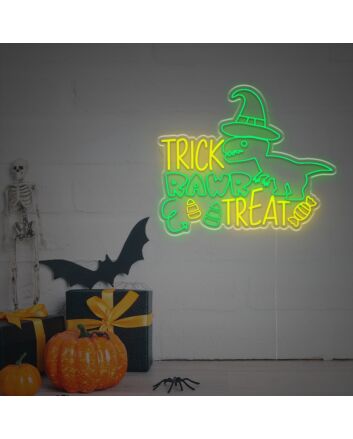 Trick Rawr Treat With Dinosaur LED Neon Sign