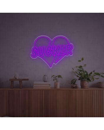 Sucker With Broken Heart LED Neon Sign