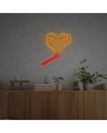 Burning Match And Love-Shaped Smoke LED Neon Sign
