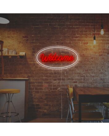Welcome With Circle LED Neon Sign
