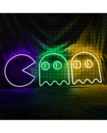 Pac Man Chasing Ghosts LED Sign