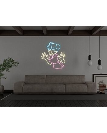 Anime Laughing Girl Neon Sign