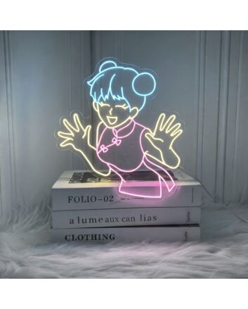 Anime Laughing Girl Neon Sign