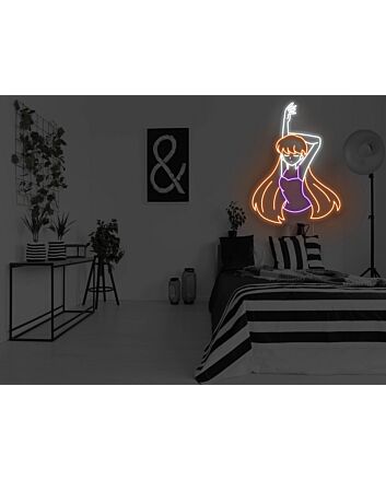 Anime Stretching Girl Neon Sign