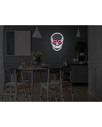 Heart Eyes Skull Neon Sign