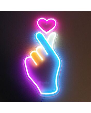 Finger Heart Neon Sign