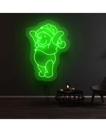 Winnie The Pooh Christmas Hat Neon Sign