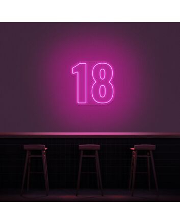 18 Neon Number Neon Sign
