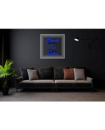 Break The Rules Blue Infinity Mirror Neon Sign