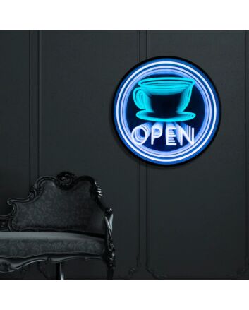 Coffee Open Infinity Mirror Neon Sign