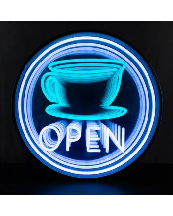 Coffee Open Infinity Mirror Neon Sign