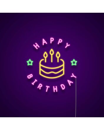 Happy Birthday Cake Neon Sign