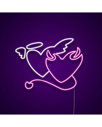 Heart Angel Devil Symbol Neon Sign