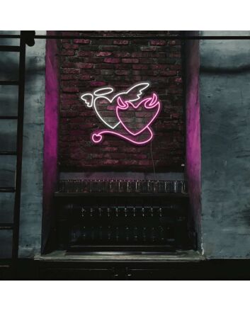 Heart Angel Devil Symbol Neon Sign