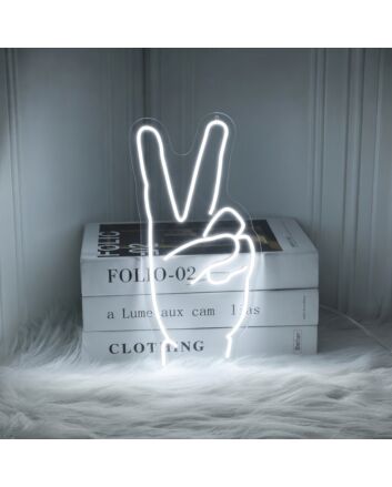 Peace Hand Sign Neon Sign