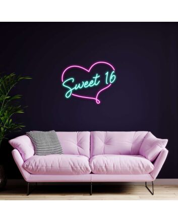 Sweet 16 Heart Neon Sign