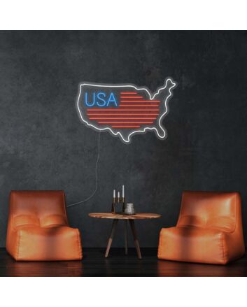 USA Map Flag Neon Sign MNC40573