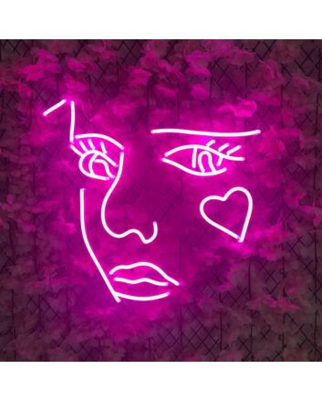 Women Face Love Heart Neon Sign
